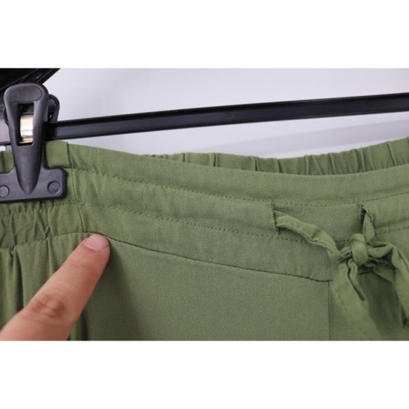 torrid pants women's 2 relaxed Taper challis high rise tie front green stretch - Picture 4 of 12